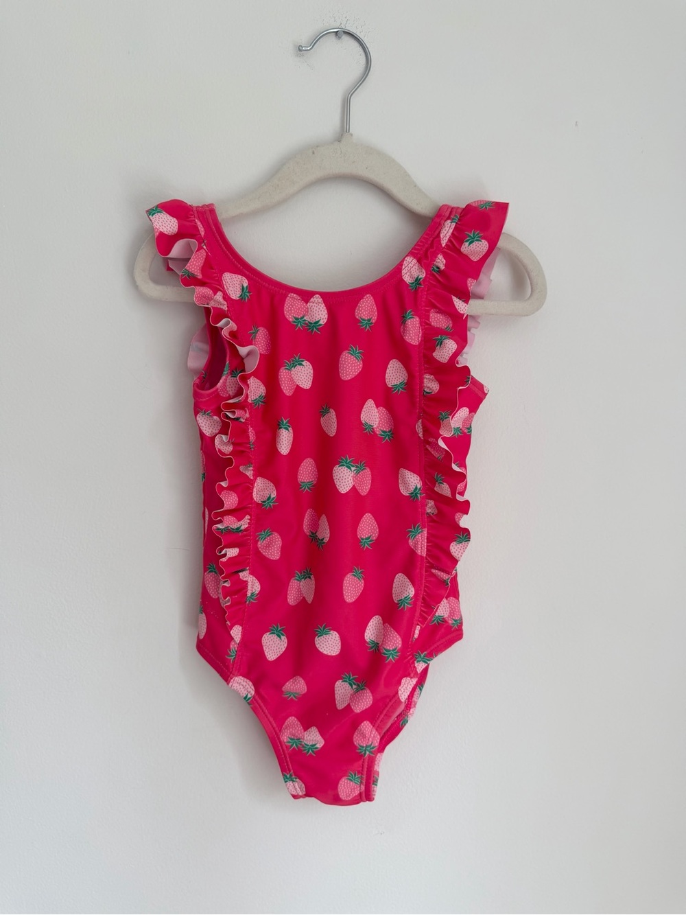 Joe Fresh Pink Strawberry Ruffle One-Piece Swimsuit (Size 4)